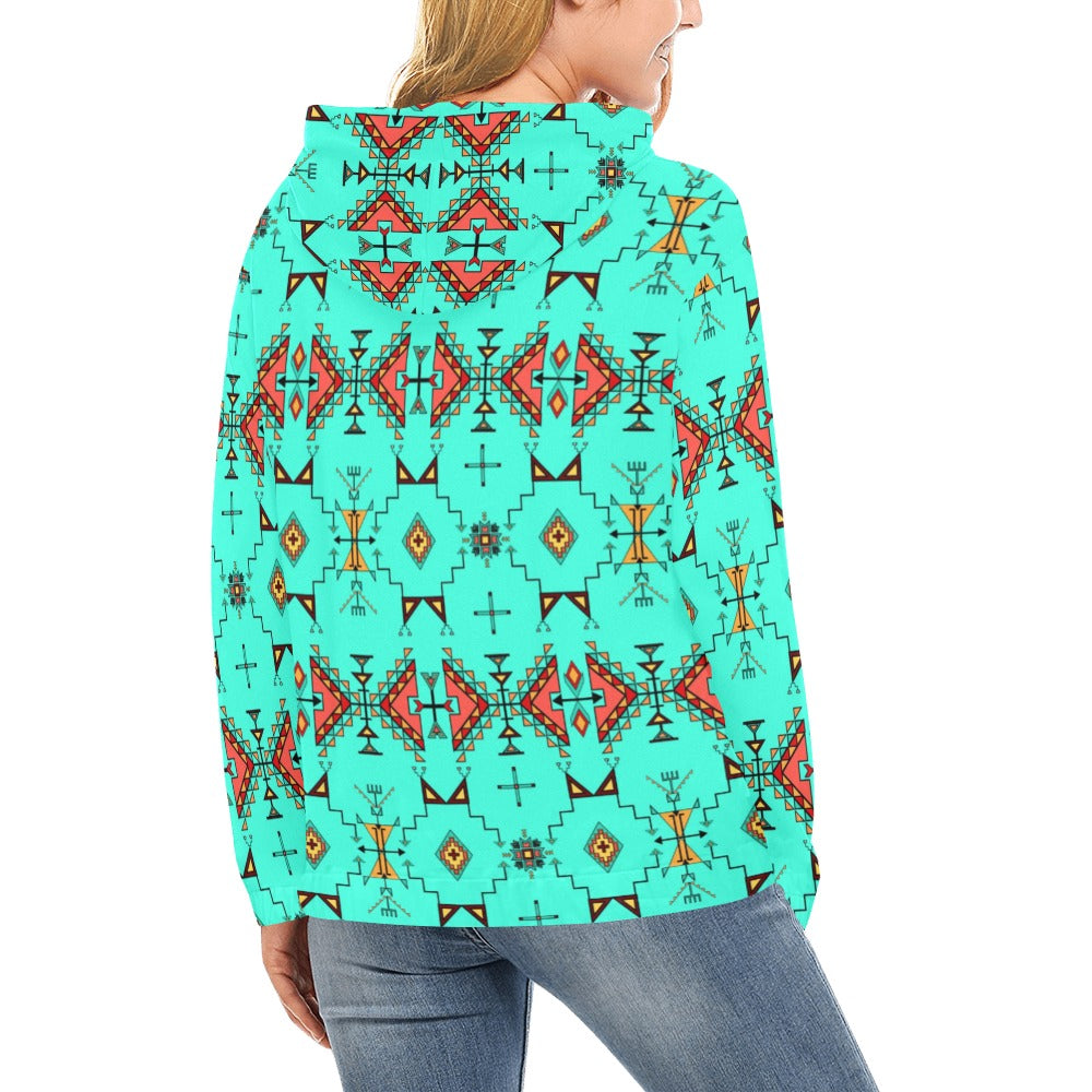 Thunder Flight Turquoise Hoodie for Women (USA Size)