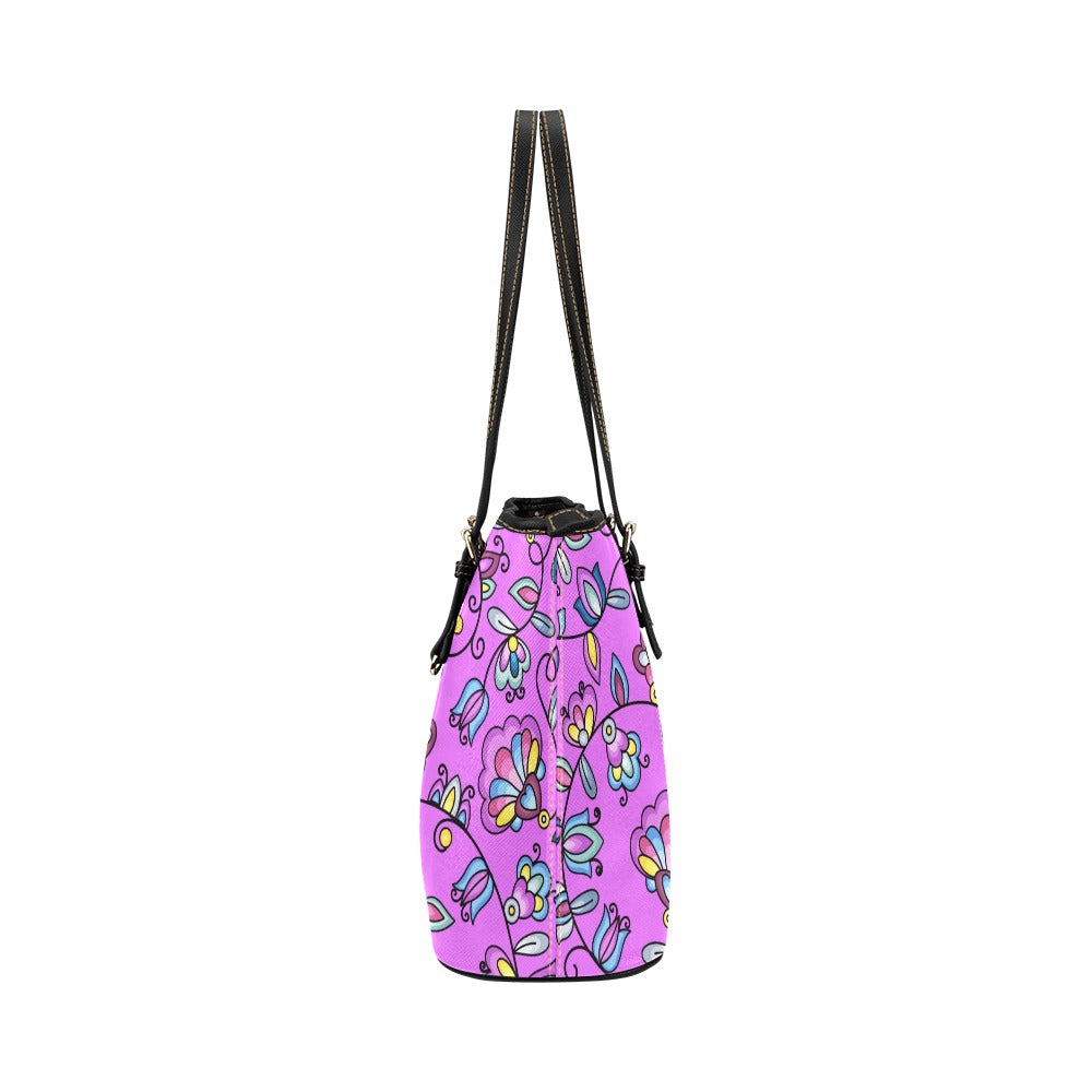 Autumn Bundle Blessing Purple Leather Tote Bag/Large
