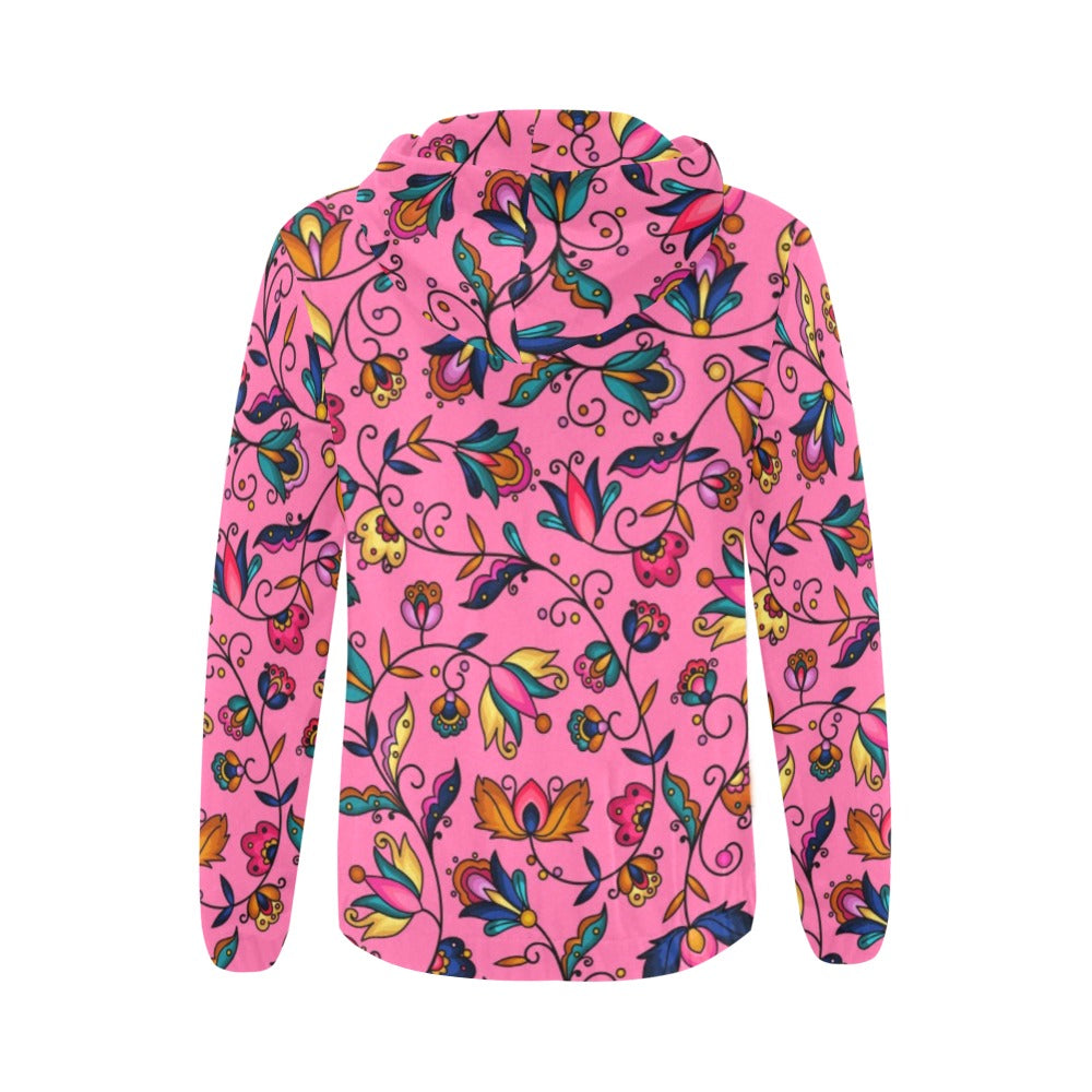 Copper Prairie Petals Pink Full Zip Hoodie for Women