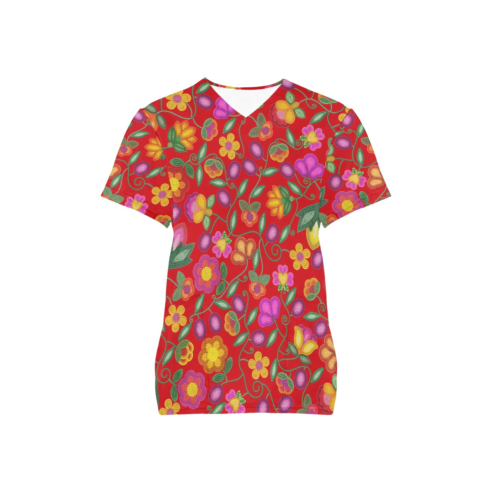 Boreal Bounty Red Scrub Top