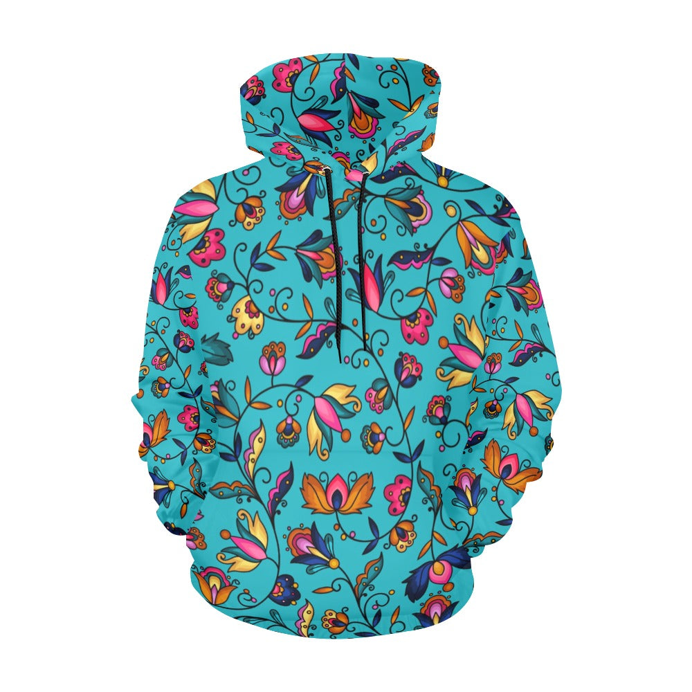 Copper Prairie Petals Turquoise Hoodie for Women (USA Size)