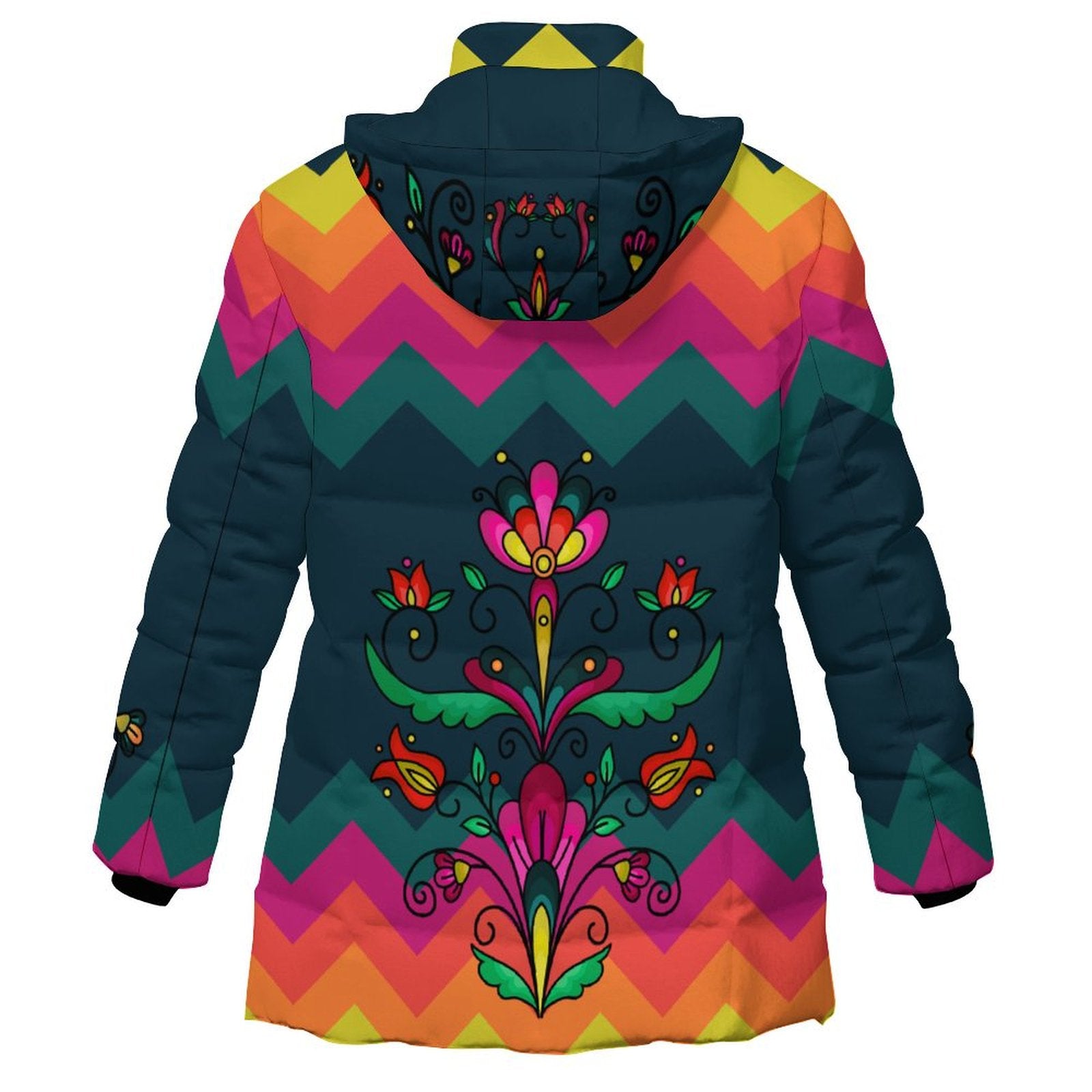 Autumn Kinship Wreath Women's Hooded Puffer Coat