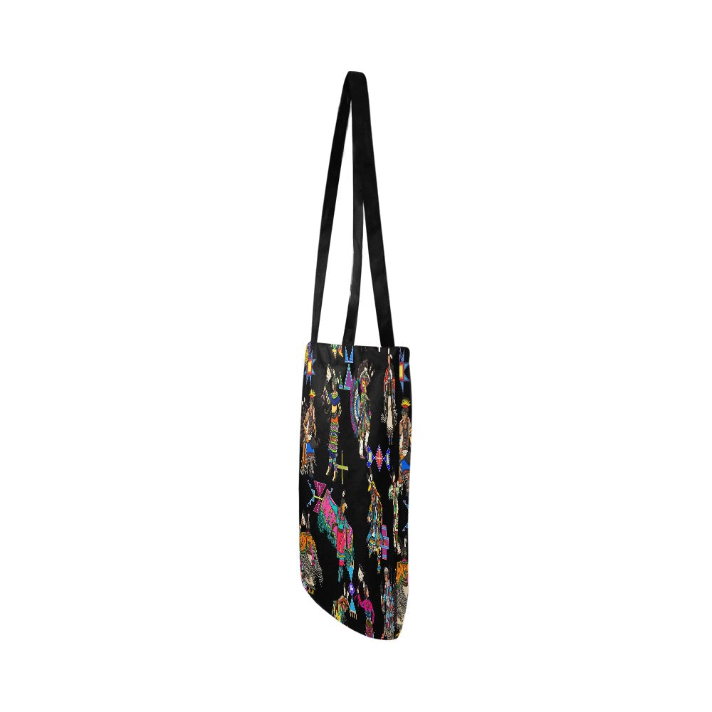 Grand Entry Dancers Black Reusable Shopping Bag (Two sides)