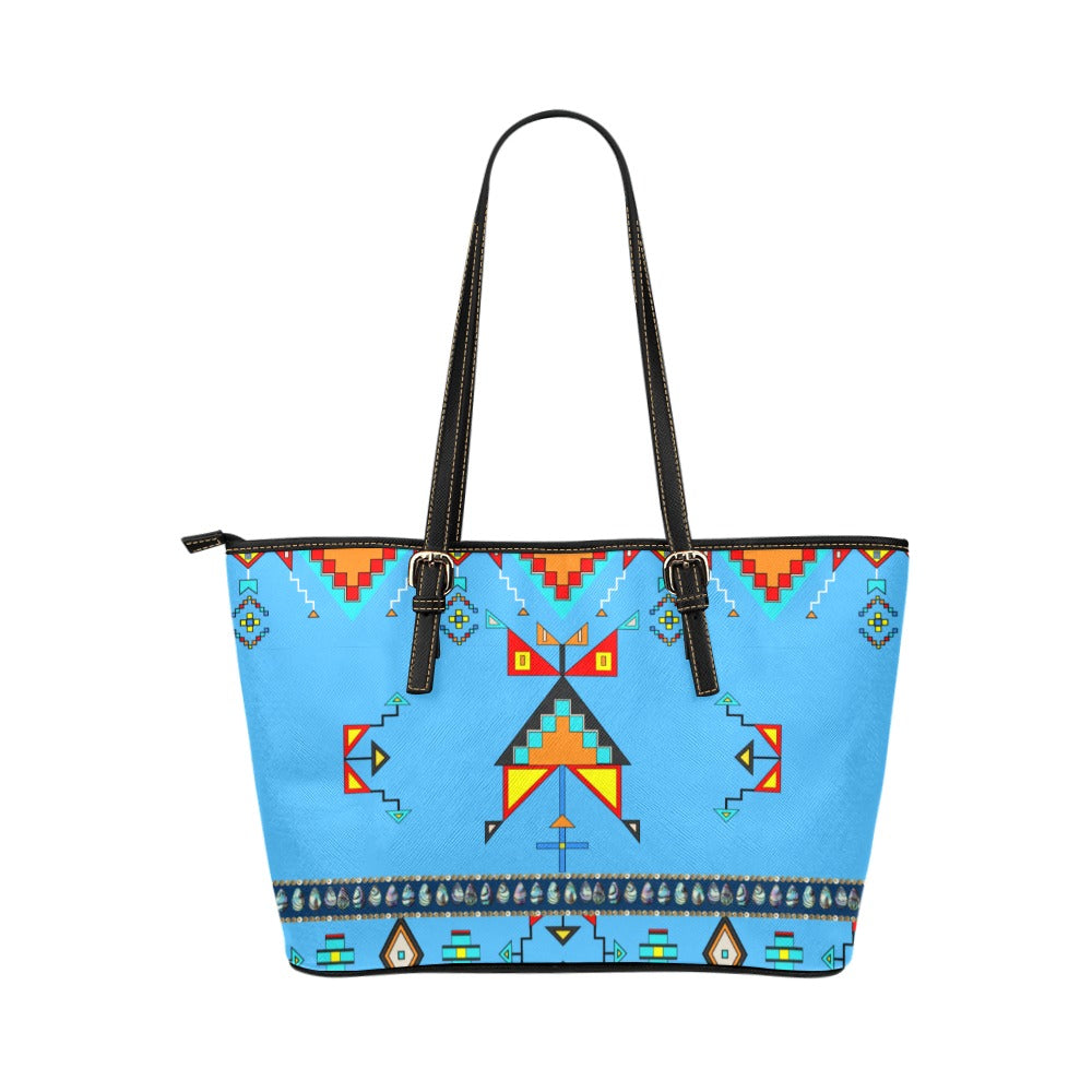 Sentinel of the Plains Turquoise Leather Tote Bag/Large