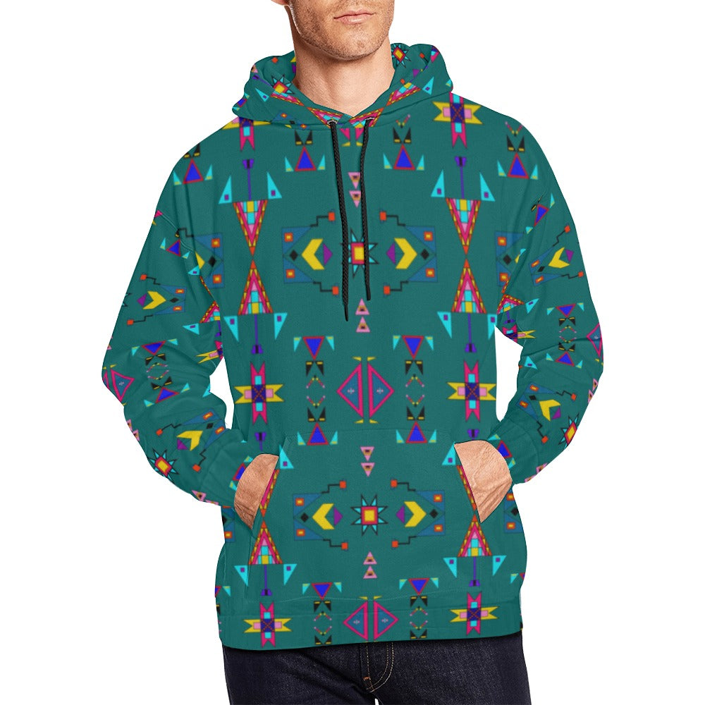 Enemy Territory Teal Hoodie for Men (USA Size)
