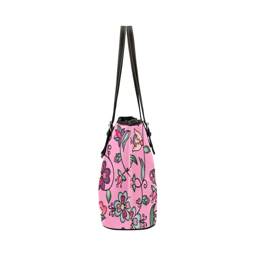Amber Evening Garland Pink Leather Tote Bag/Large