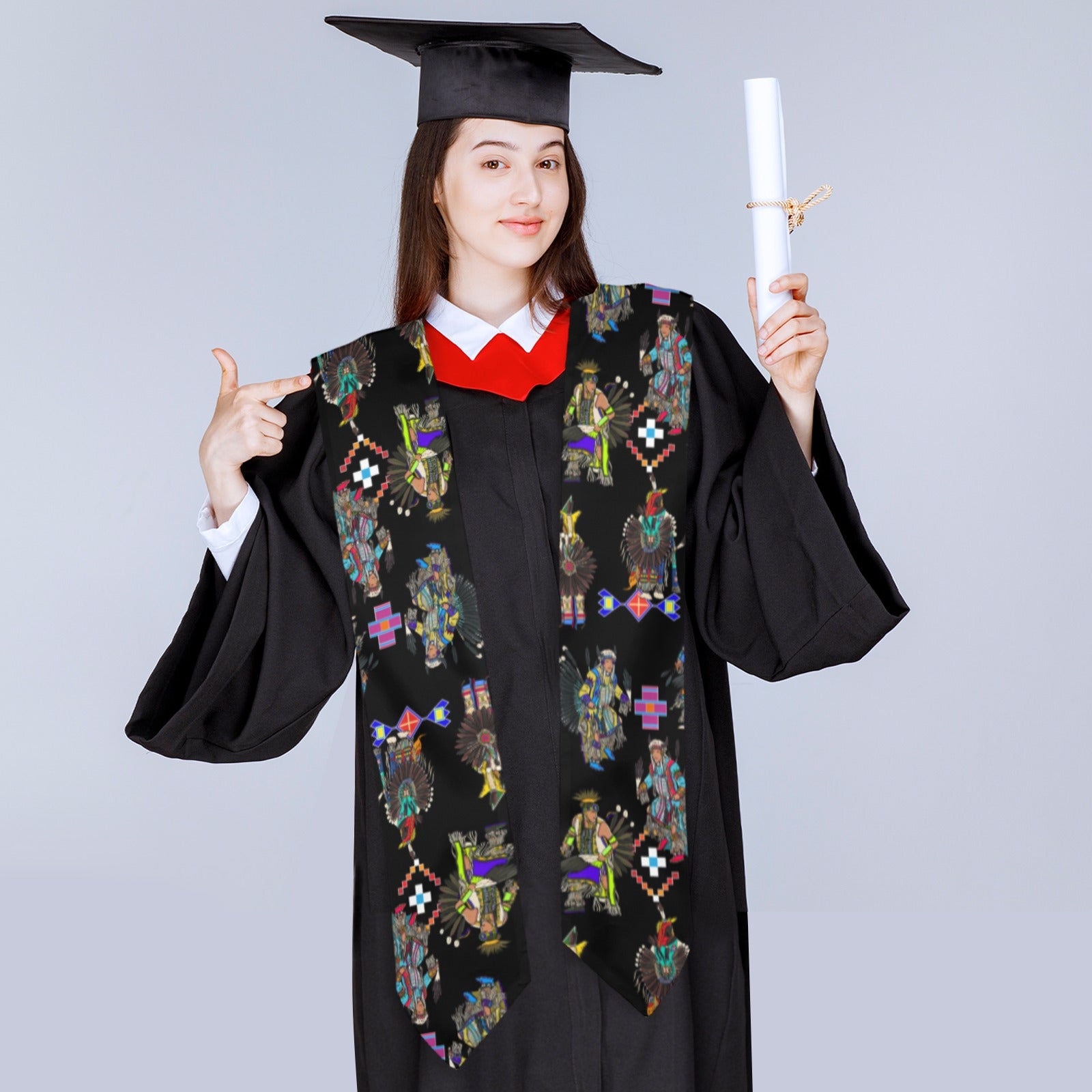 Men's Tradish Dancers Black Graduation Stole