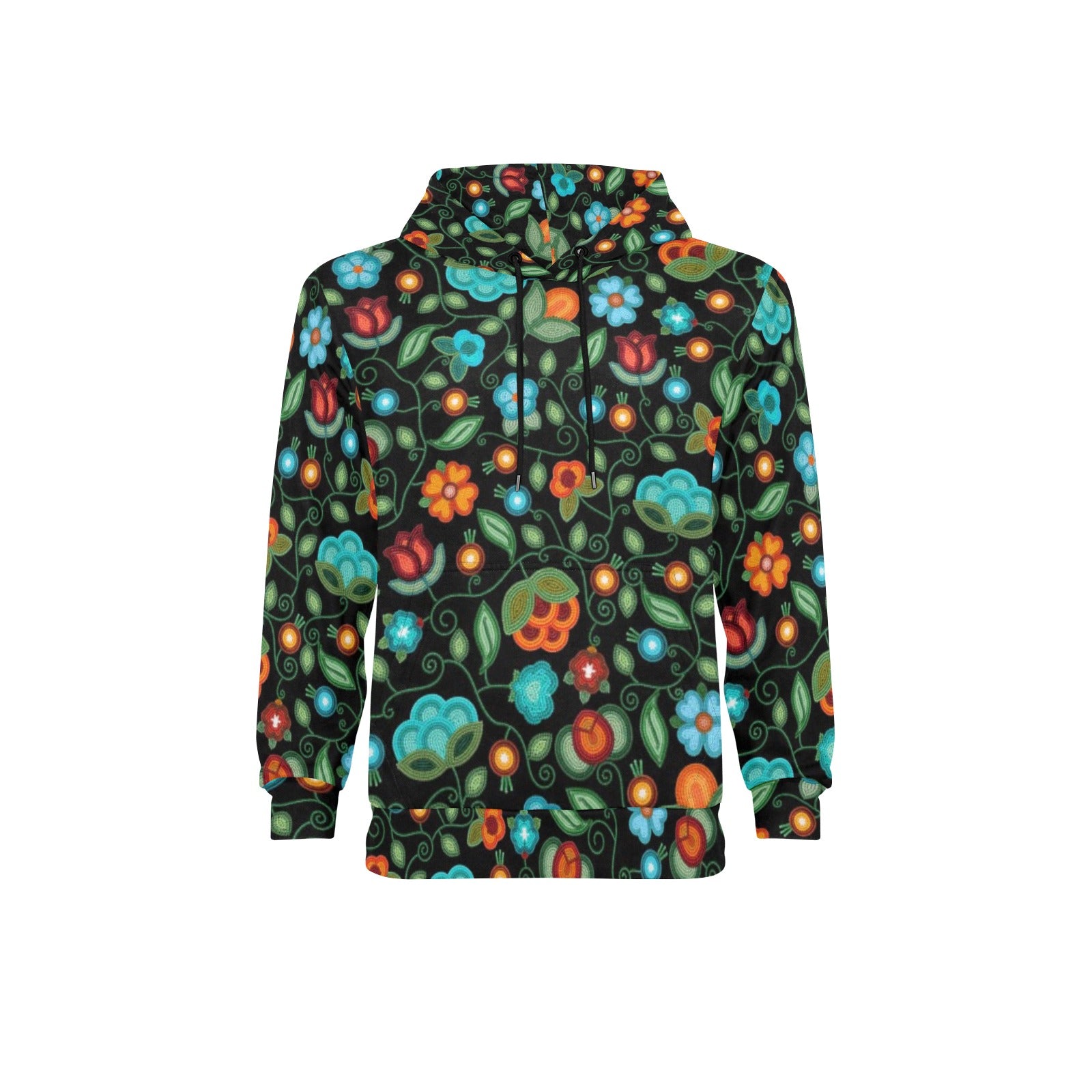 Prairie Fire Petals Black Men's Long Sleeve Fleece Hoodie