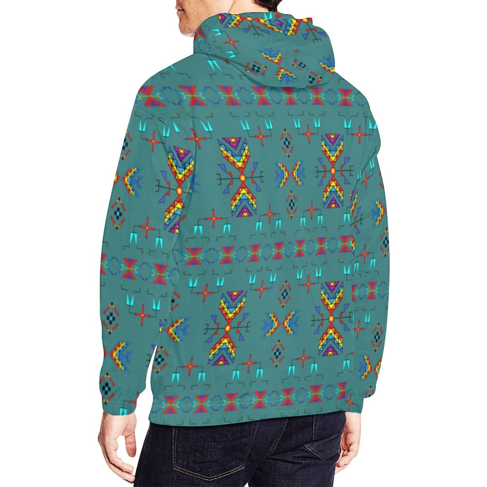 Rainy Chief Rainbow Teal Sky Hoodie for Men (USA Size)