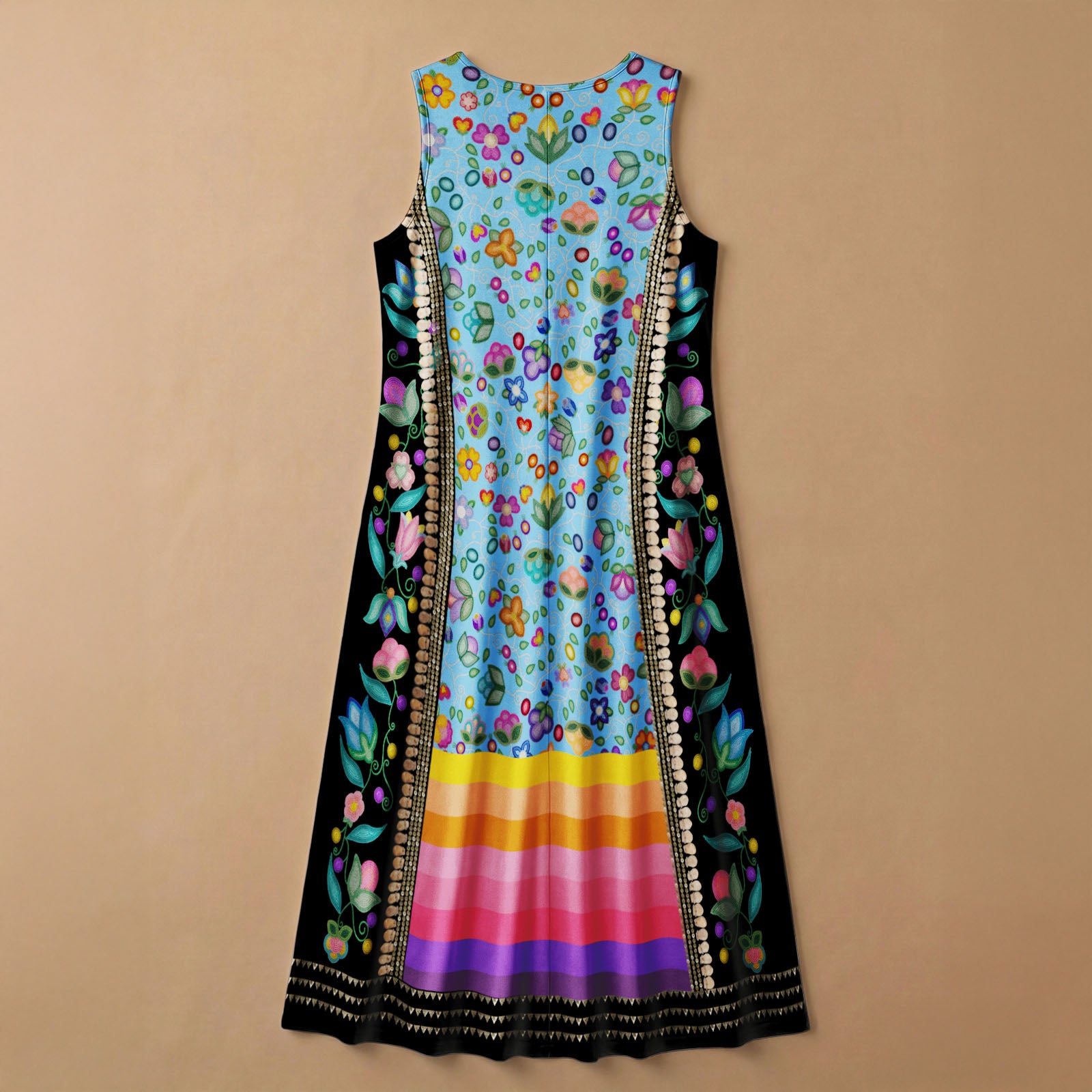 Beaded Offering Turquoise 2 Women's Sleeveless Long Dress