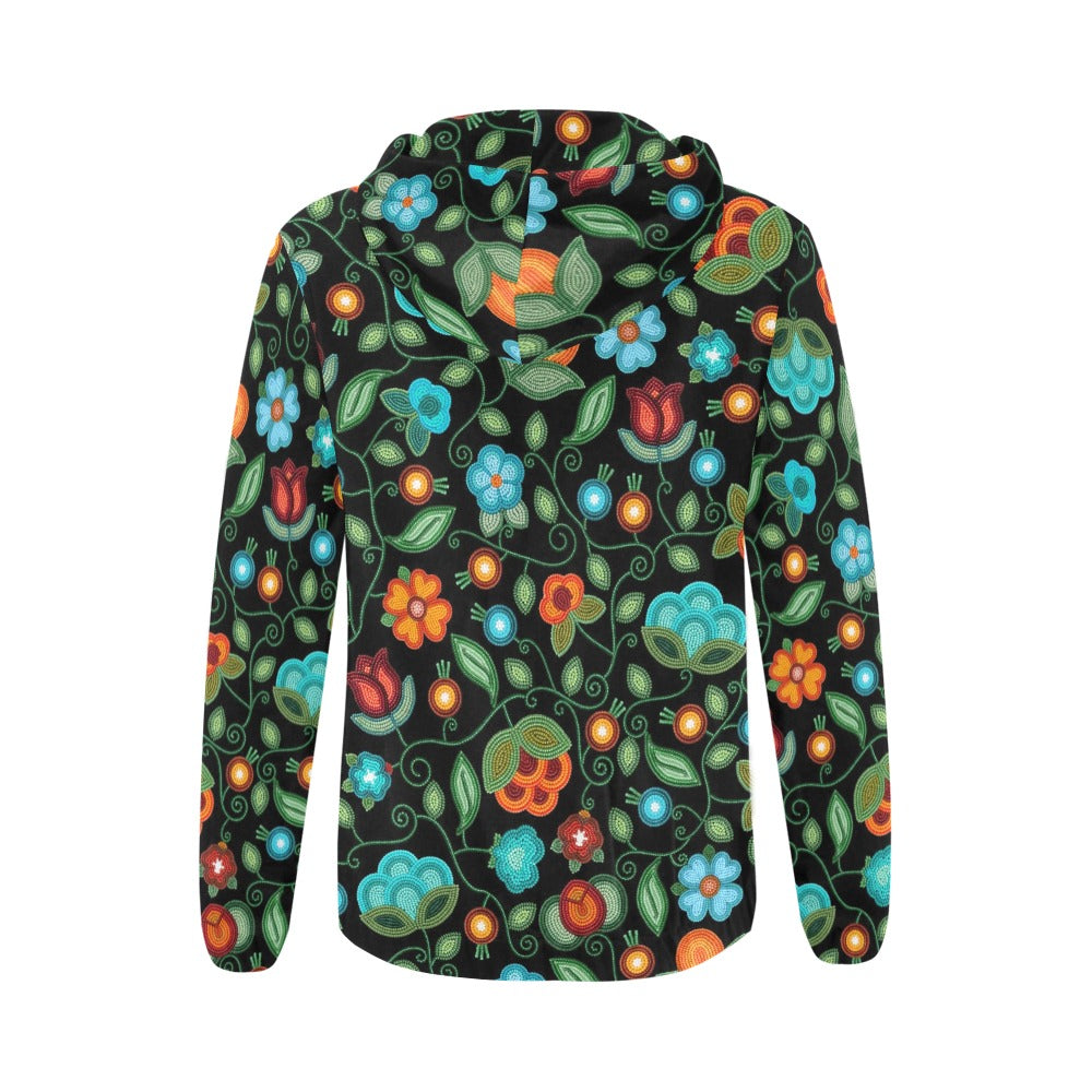 Prairie Fire Petals Black Full Zip Hoodie for Women