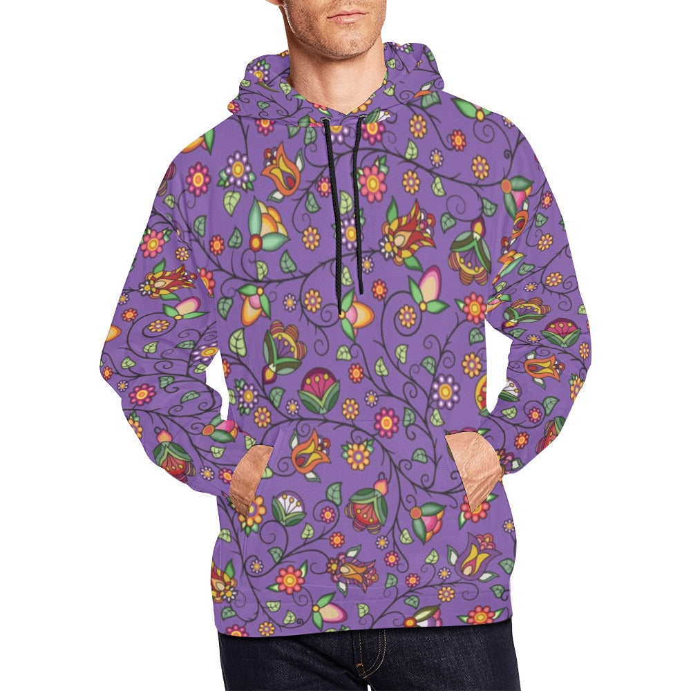 Heartbeat Petals Purple Hoodie for Men (USA Size)