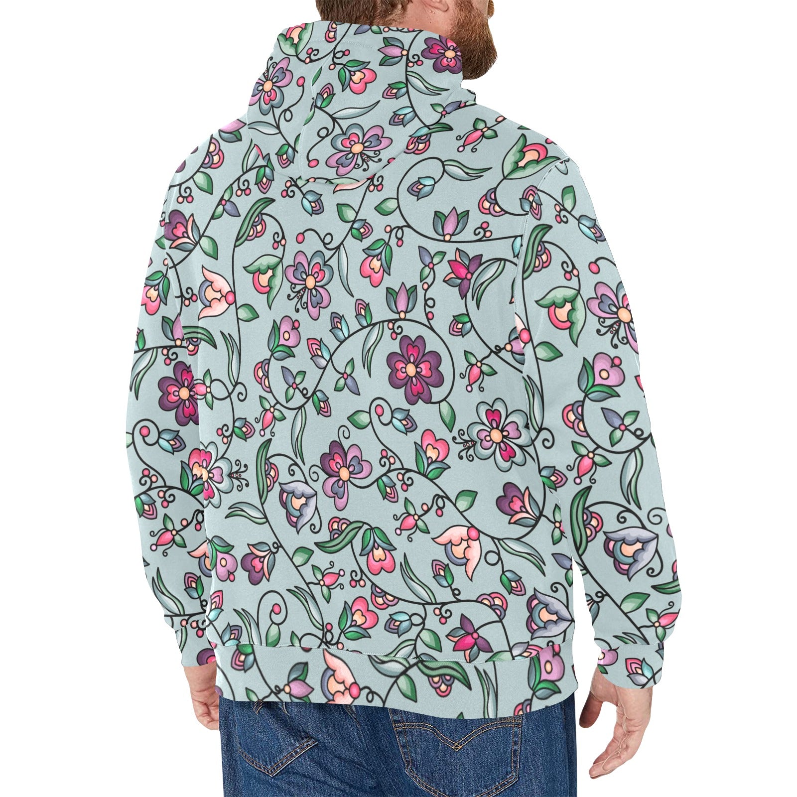 Amber Evening Garland Turquoise Men's Long Sleeve Fleece Hoodie