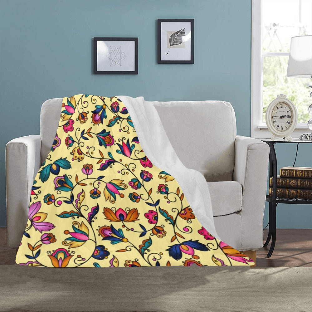 Copper Prairie Petals Yellow Ultra-Soft Micro Fleece Blanket 40"x50"