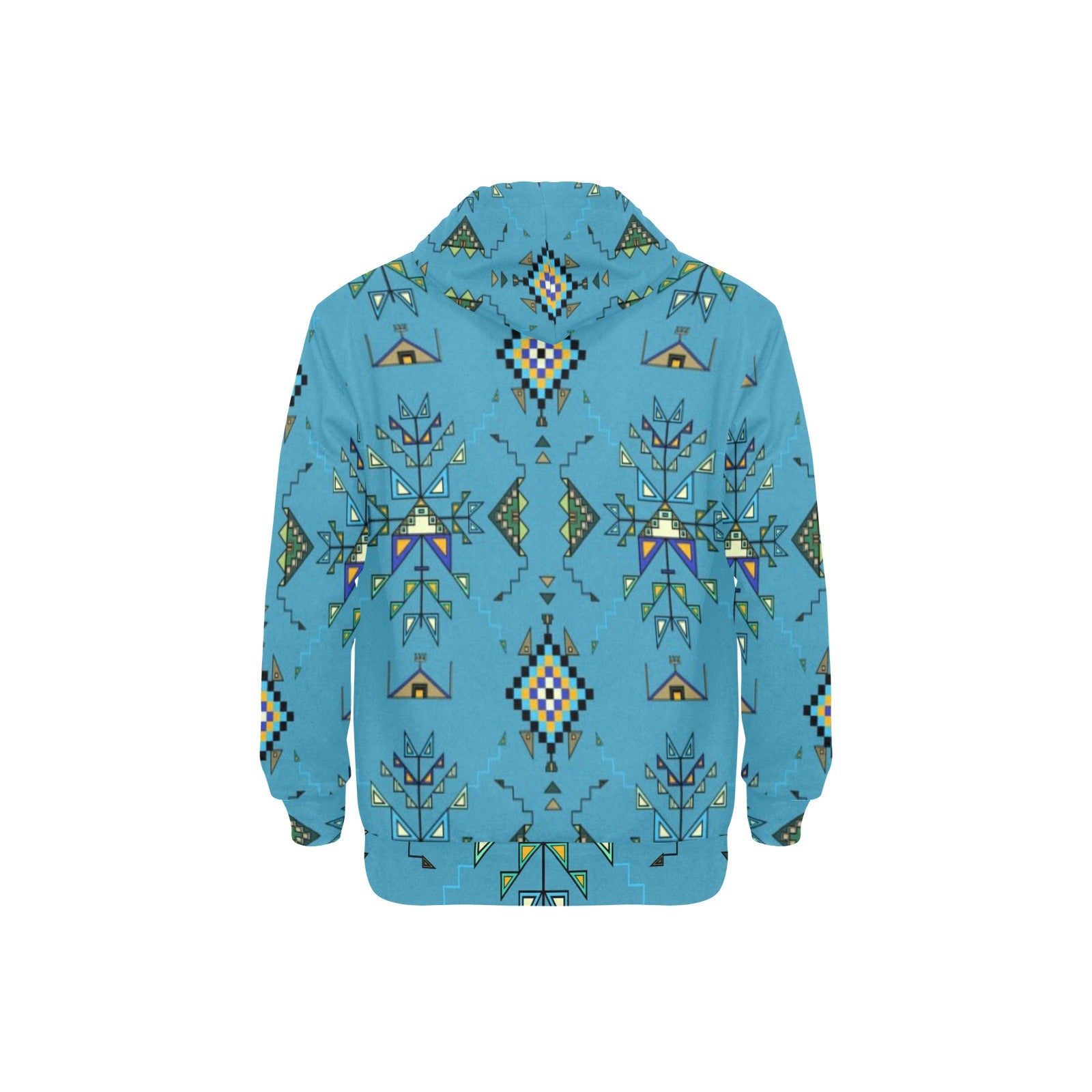 Bear Shield Blue Men's Long Sleeve Fleece Hoodie