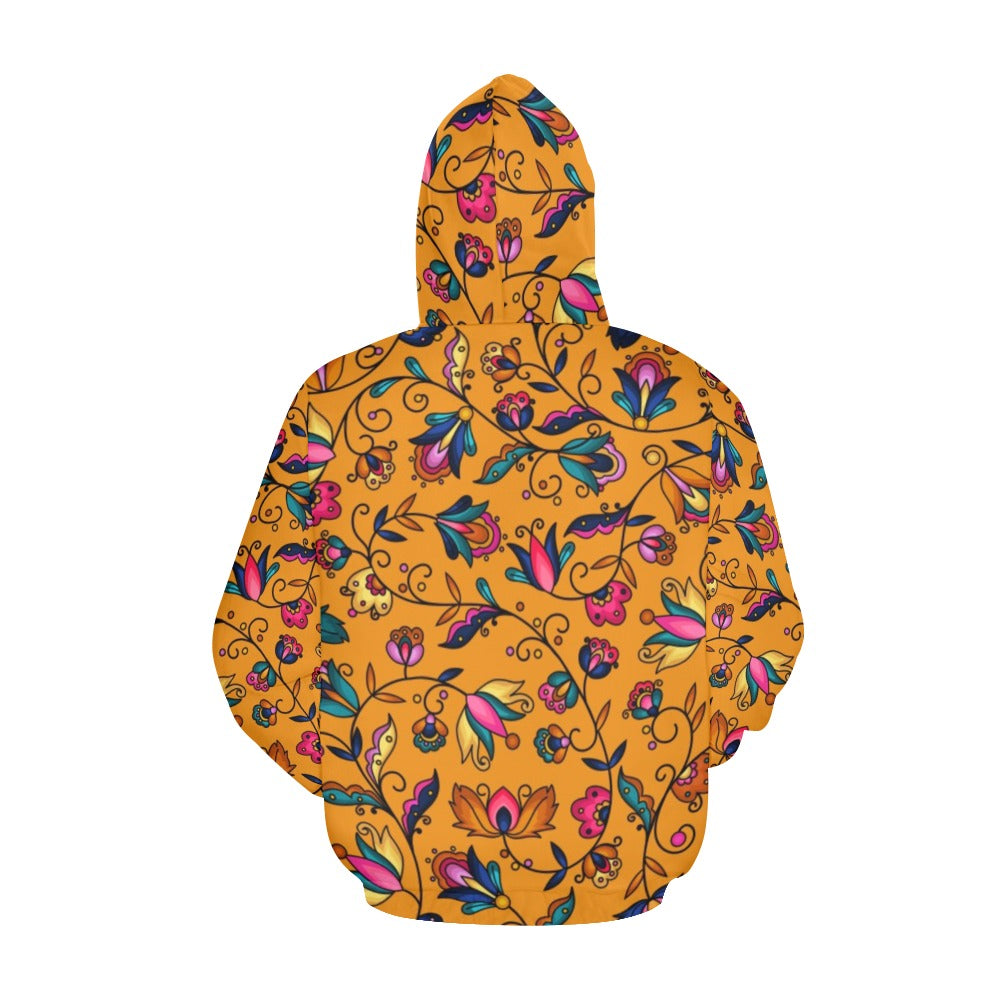 Copper Prairie Petals Orange Hoodie for Women (USA Size)
