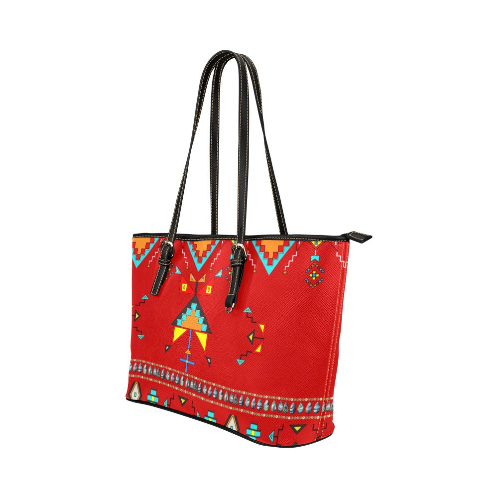 Sentinel of the Plains Red Leather Tote Bag/Large