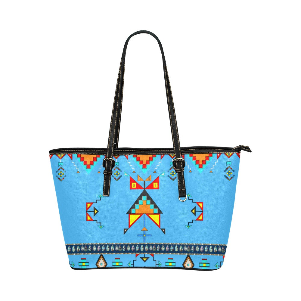 Sentinel of the Plains Turquoise Leather Tote Bag/Large