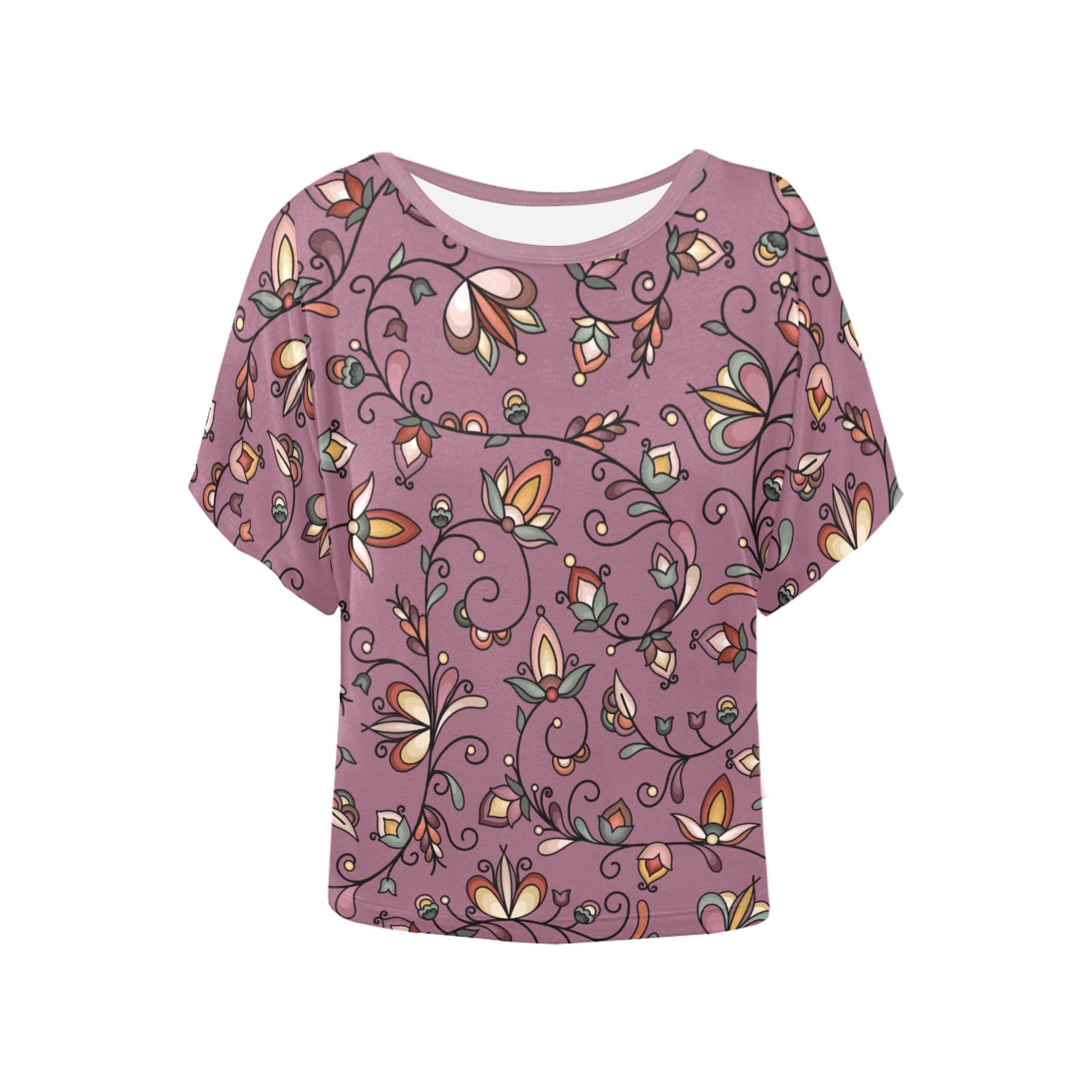 Burnt Sky Petals Magenta Women's Batwing-Sleeved Blouse T shirt