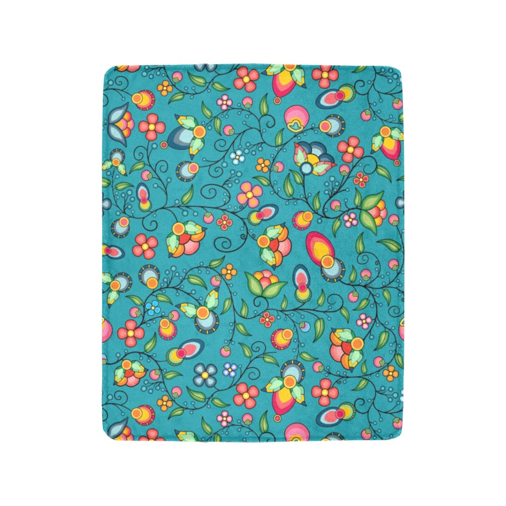 Floral Bounty Teal Ultra-Soft Micro Fleece Blanket 40"x50"