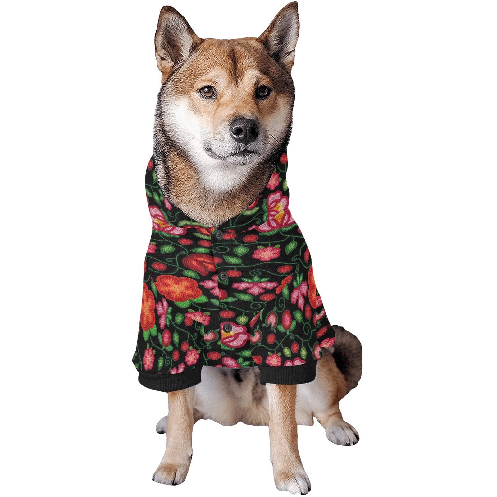Rose Reverie Black Pet Dog Hoodie