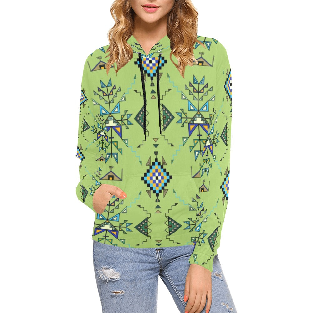 Bear Shield Green Hoodie for Women (USA Size)