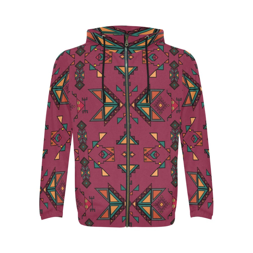 Arrow Dawn Maroon Men's Zipper Hoodie