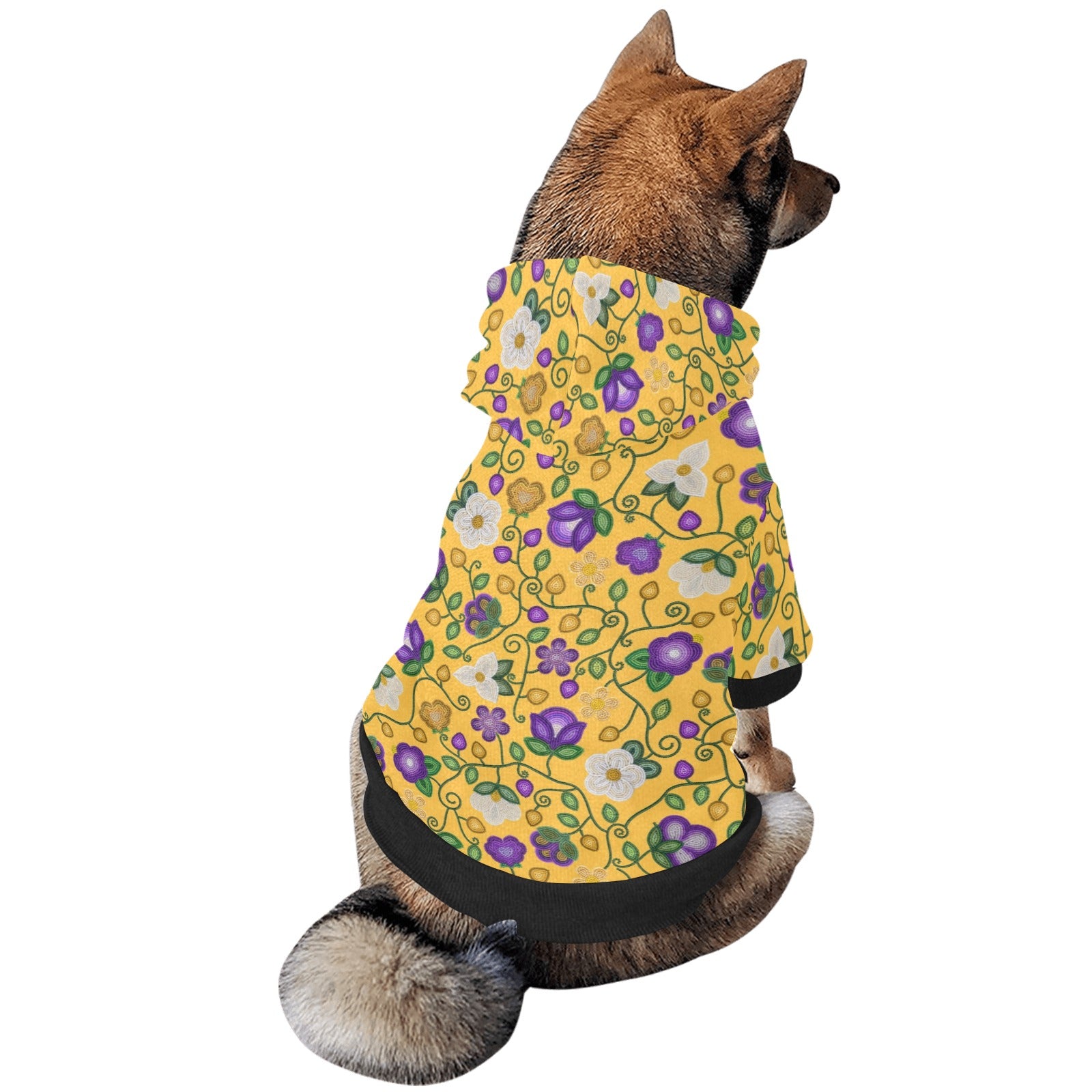 Midnight Moss Bloom Yellow Pet Dog Hoodie