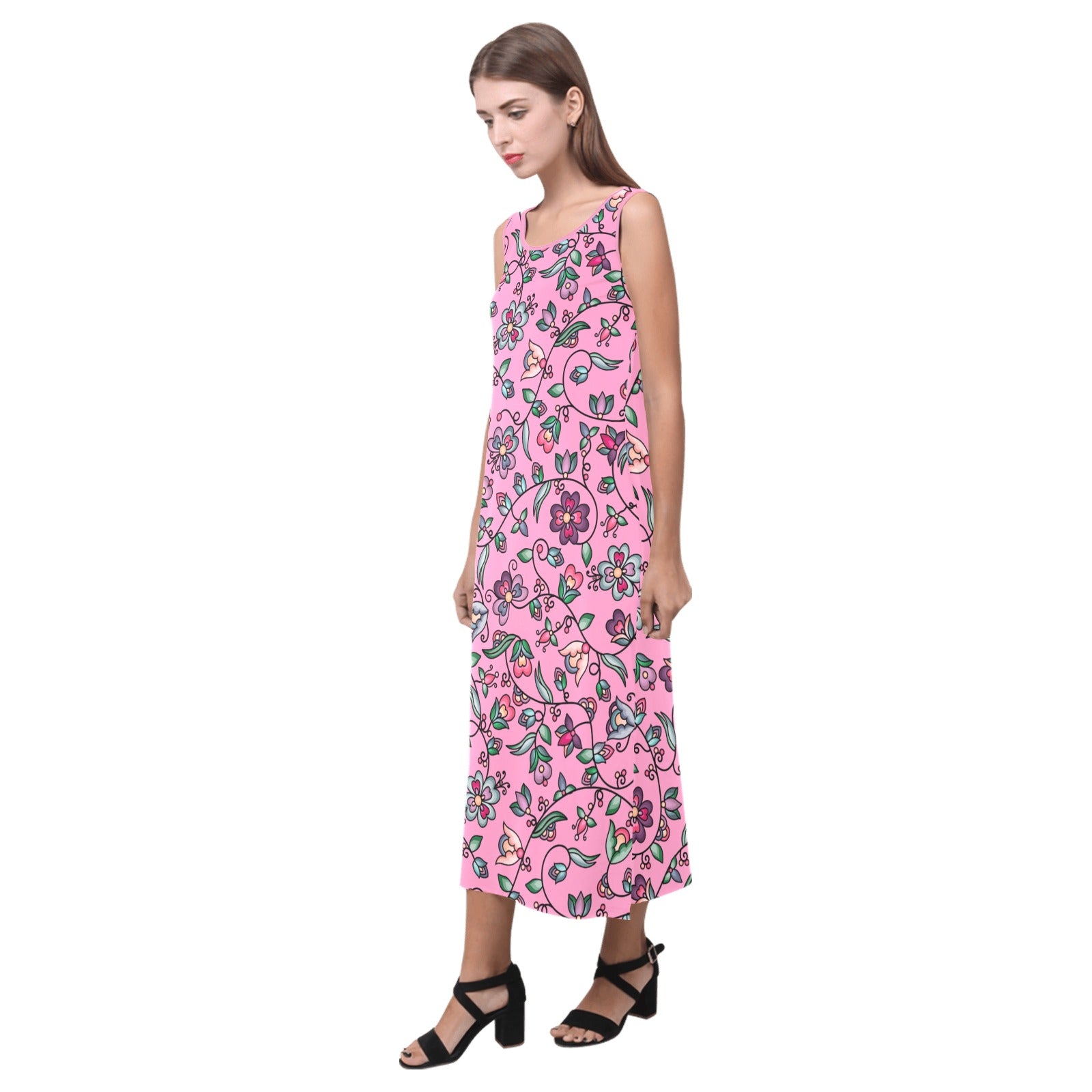 Amber Evening Garland Pink Phaedra Sleeveless Open Fork Long Dress