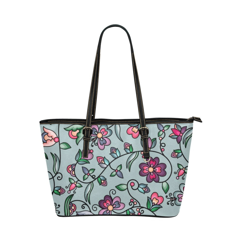 Amber Evening Garland Turquoise Leather Tote Bag/Large