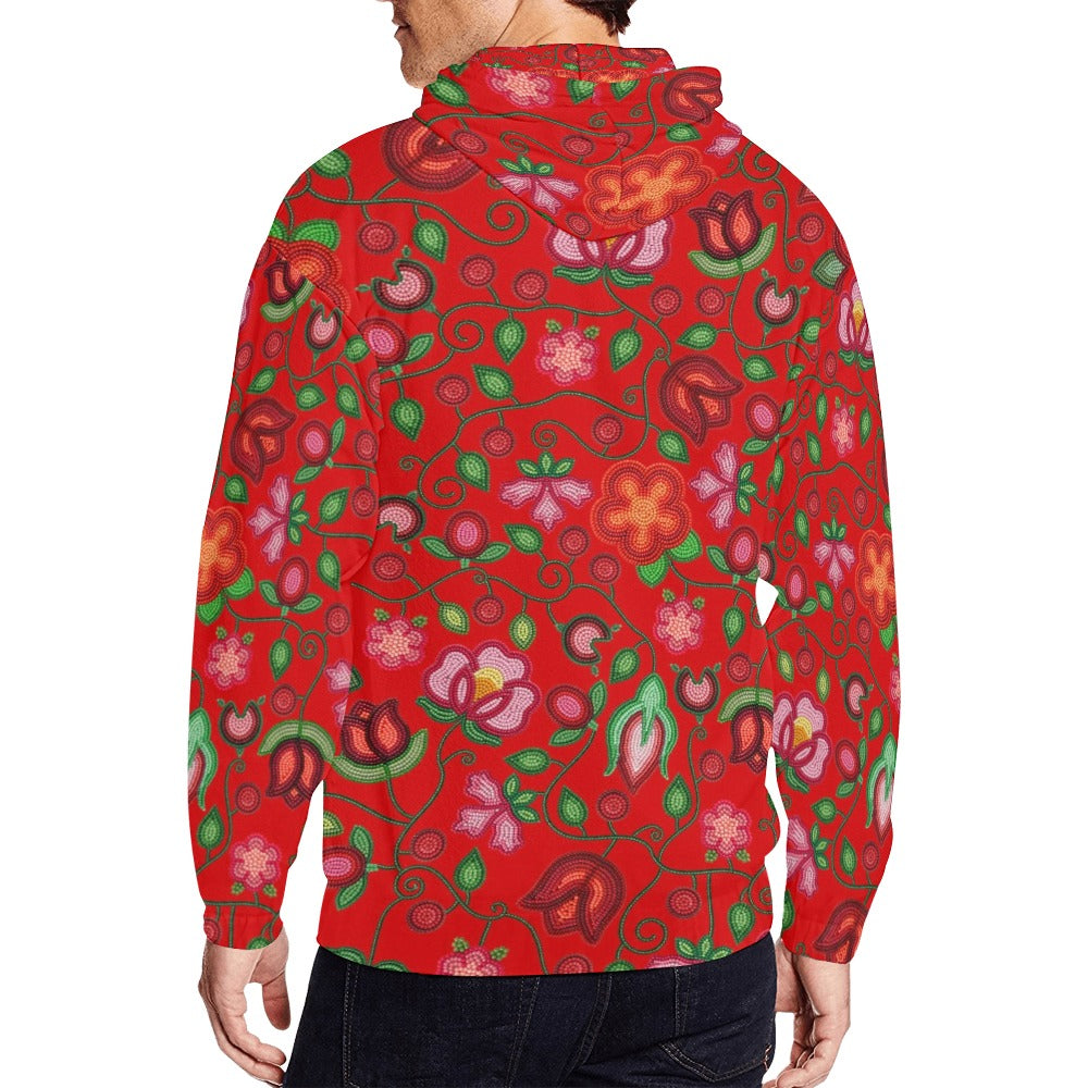 Rose Reverie Red Men's Zipper Hoodie