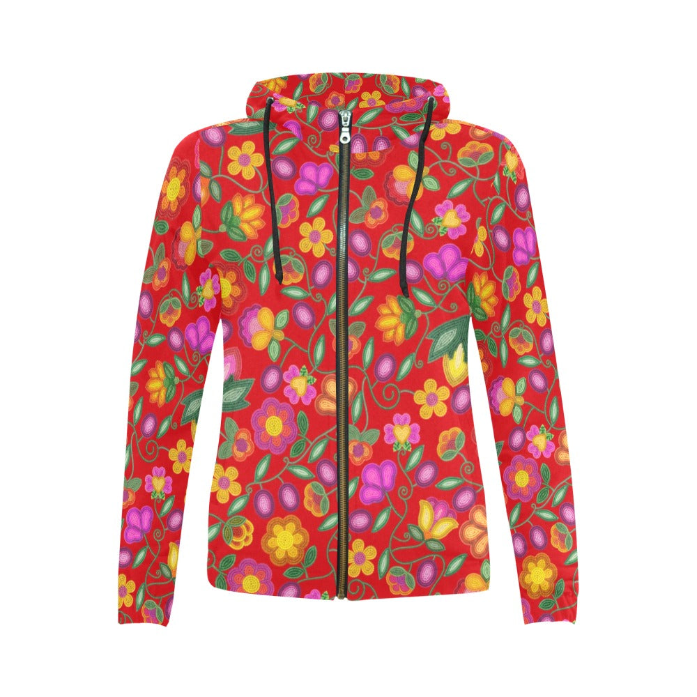 Boreal Bounty Red Full Zip Hoodie for Women