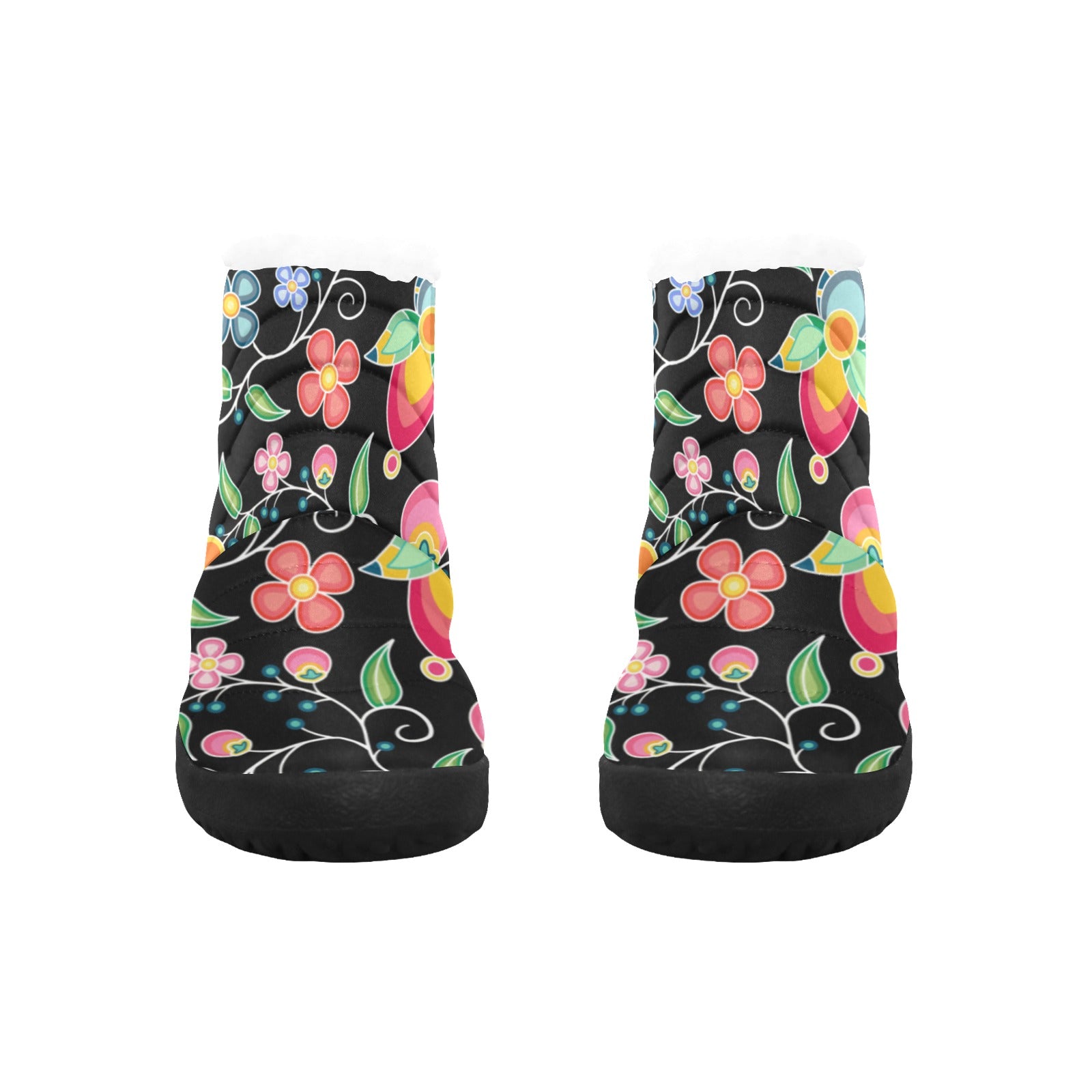 Floral Bounty Black Women's Padded Winter Boot