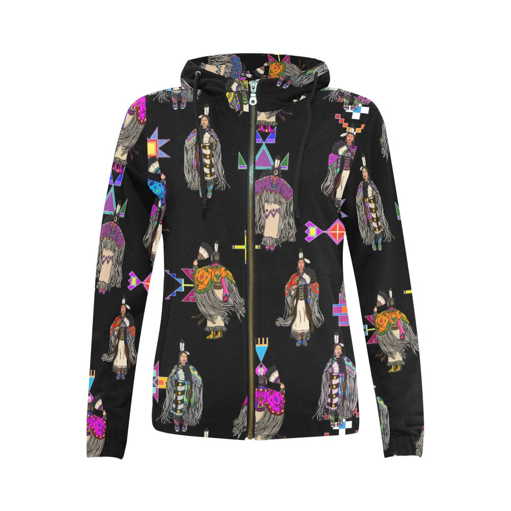 Women's Tradish Dancers Black Full Zip Hoodie for Women