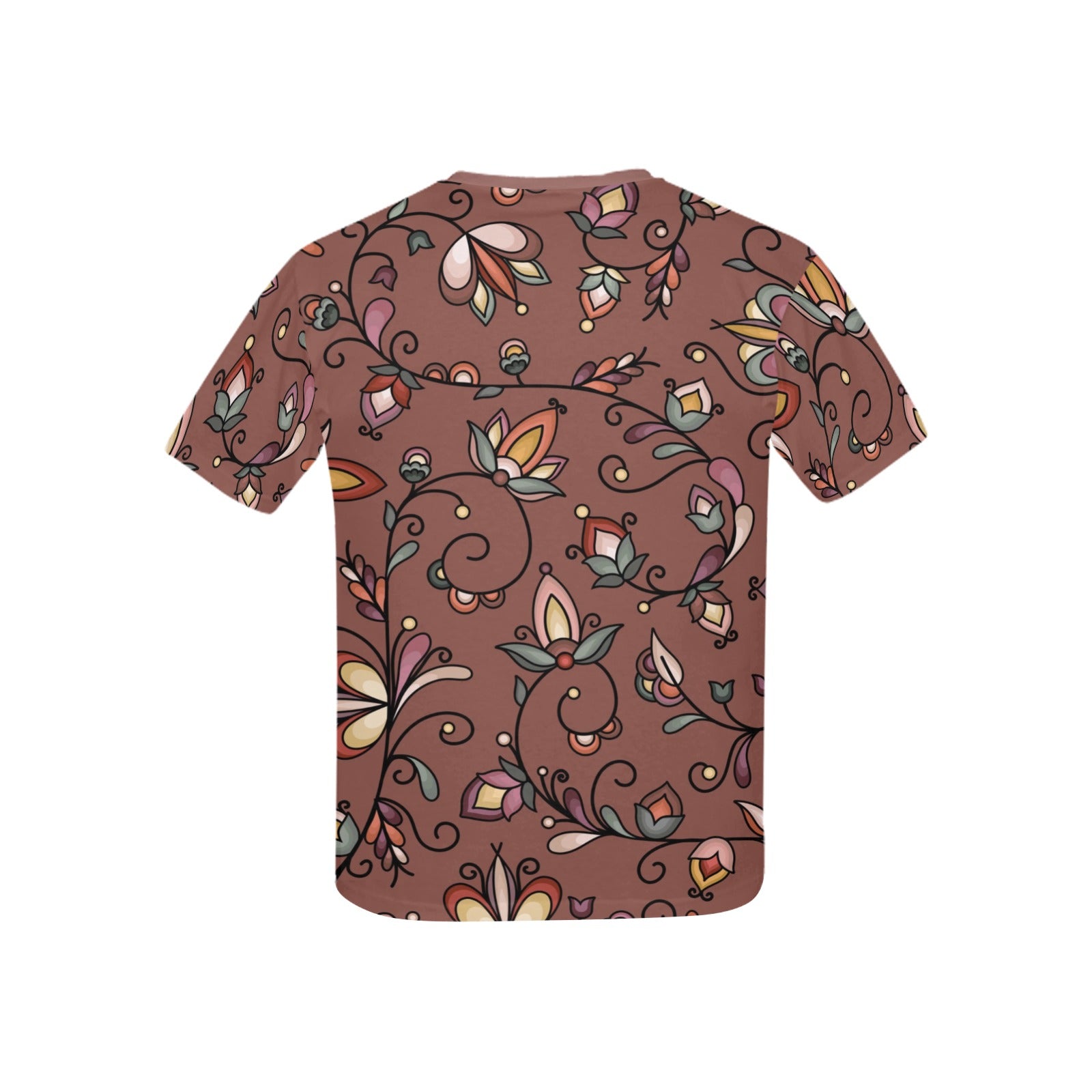 Burnt Sky Petals Brown Kids' T-shirt (USA Size)