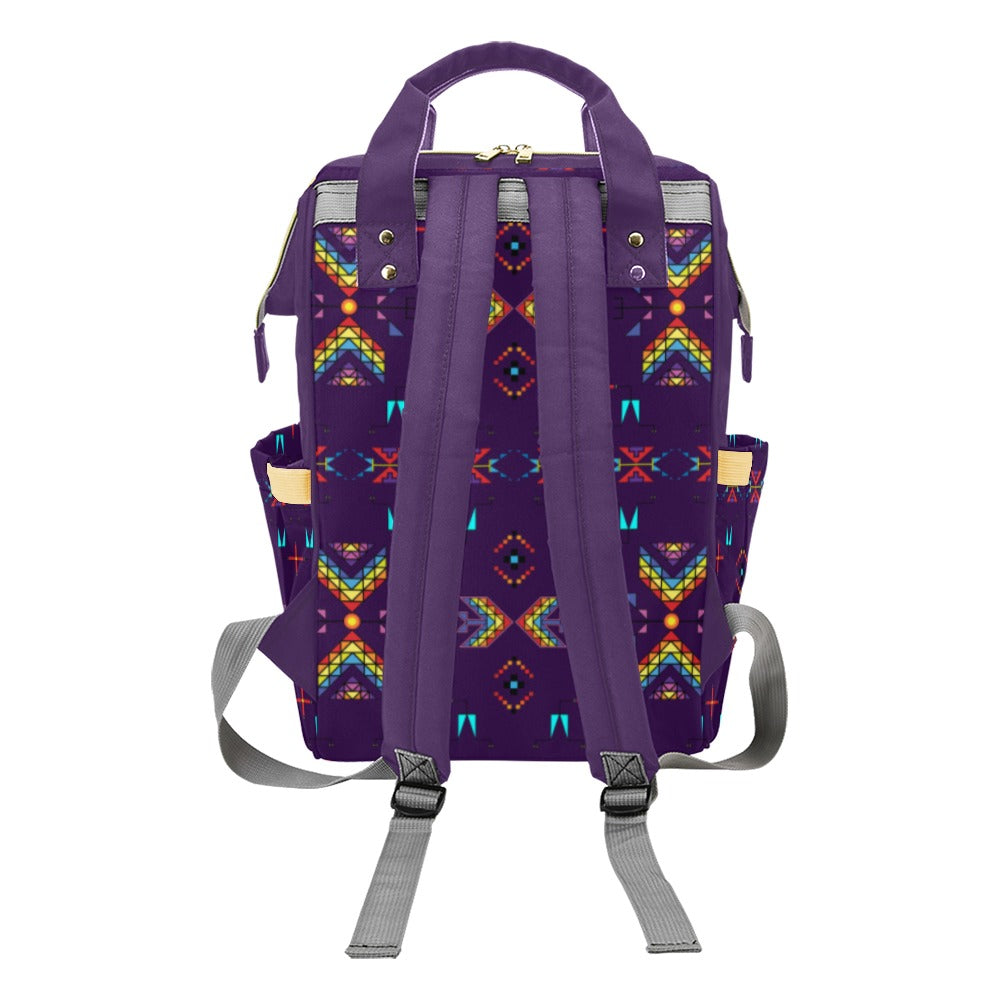 Rainy Chief Rainbow Dark Purple Multi-Function Diaper Backpack/Diaper Bag