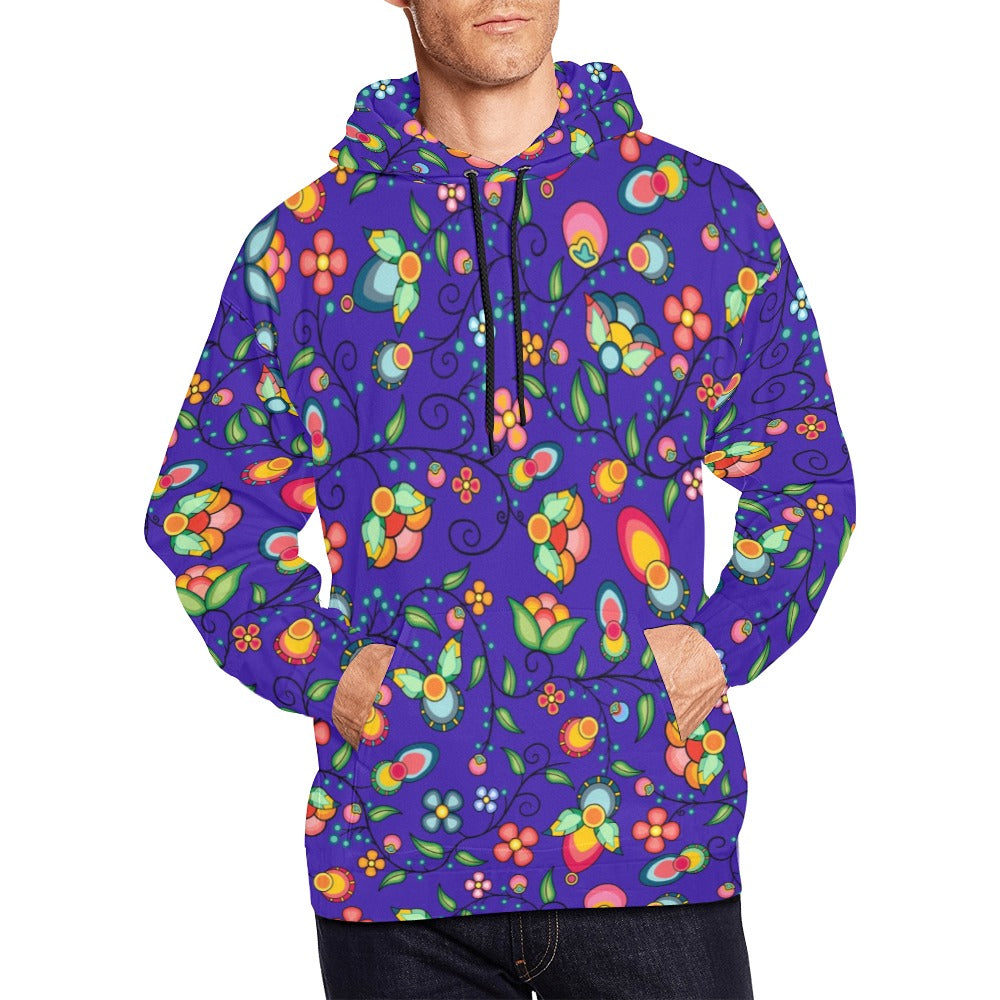 Floral Bounty Blue Hoodie for Men (USA Size)