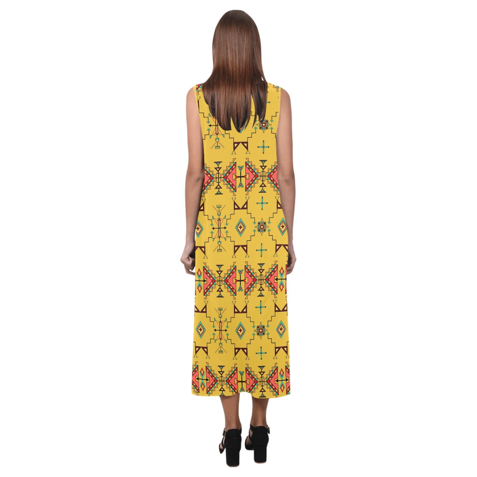 Thunder Flight Yellow Phaedra Sleeveless Open Fork Long Dress