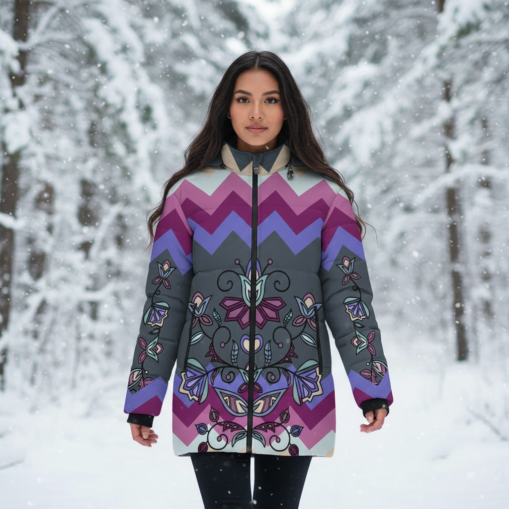 Moonlit Frost Women's Hooded Puffer Coat