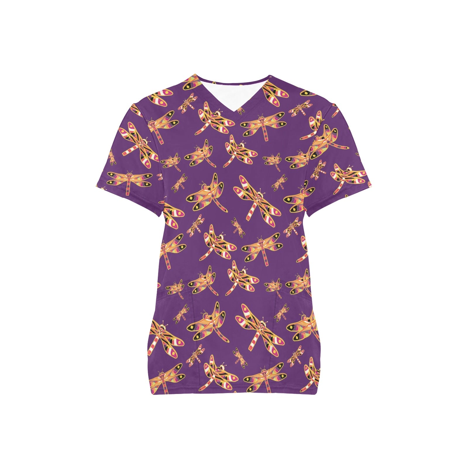 Gathering Yellow Purple Scrub Top