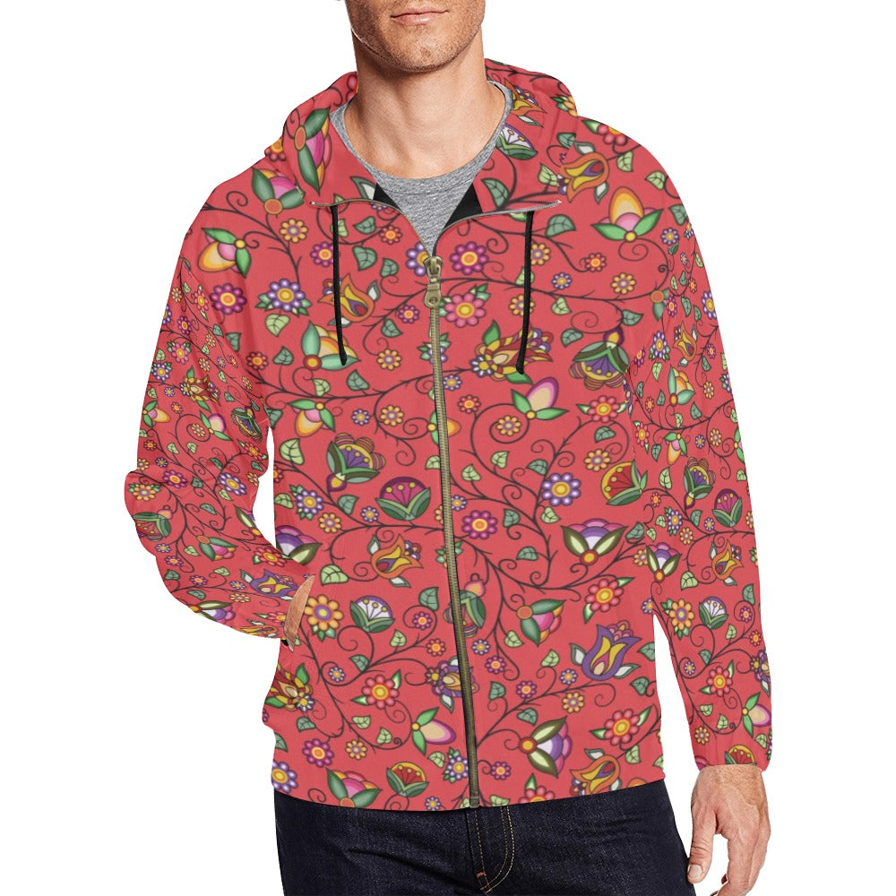 Heartbeat Petals Red Men's Zipper Hoodie