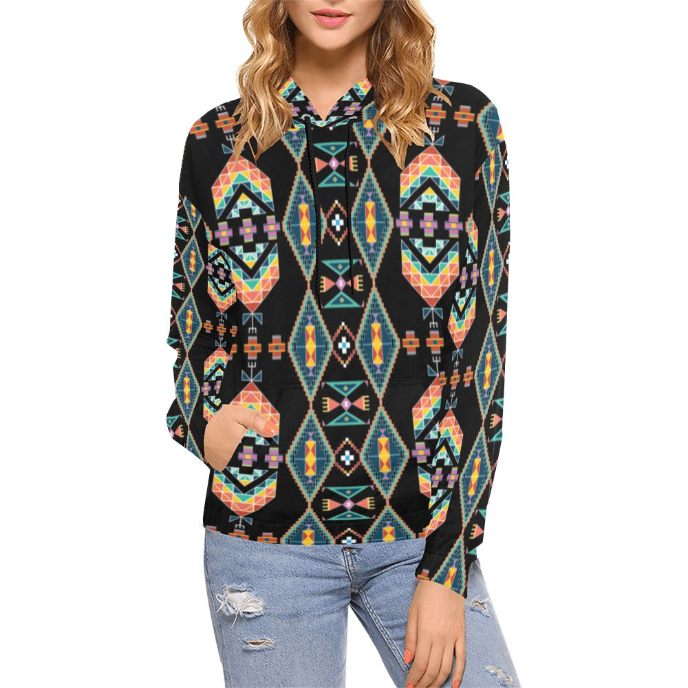 Travois Tipi Black Hoodie for Women (USA Size)