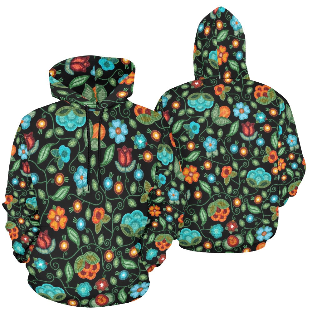 Prairie Fire Petals Black All Over Print Hoodie for Women (USA Size)