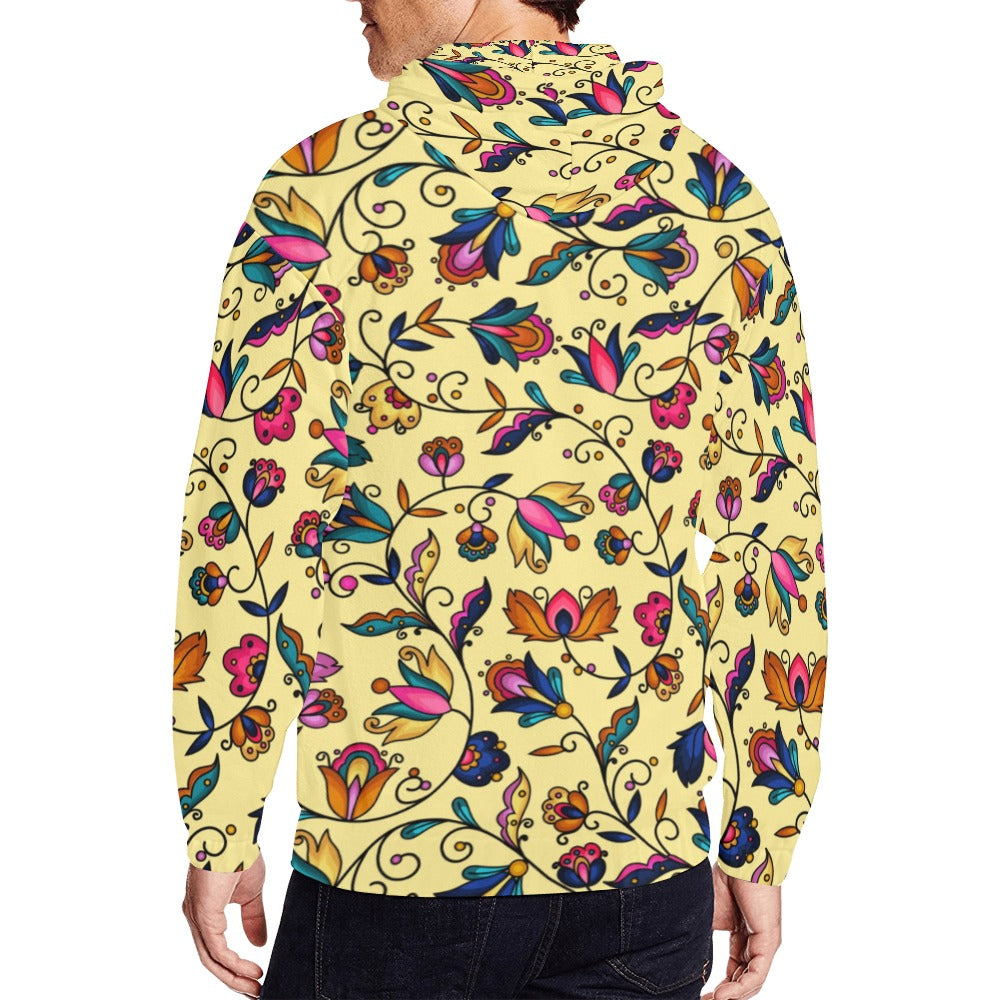 Copper Prairie Petals Yellow Men's Zipper Hoodie)