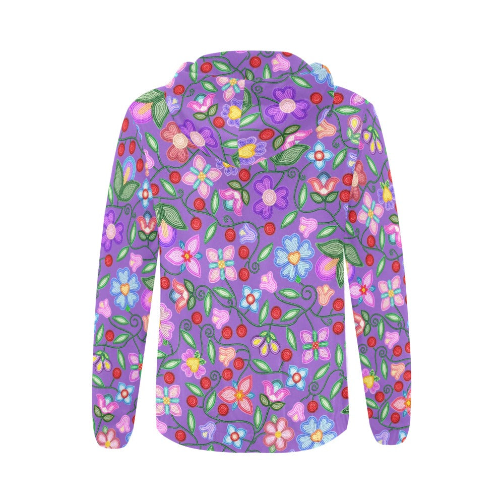 Petal Harmony Lavender Full Zip Hoodie for Women