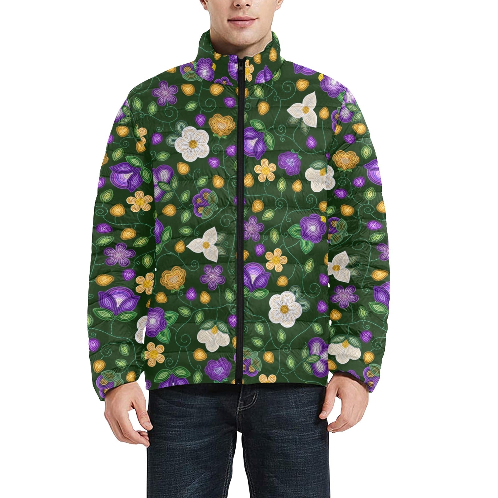 Midnight Moss Bloom Forest Men's Padded Jacket