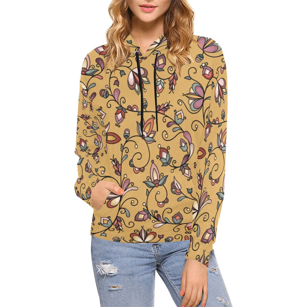 Burnt Sky Petals Gold Hoodie for Women (USA Size)