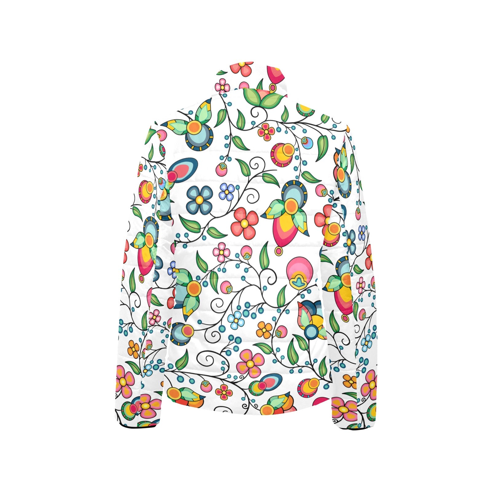 Floral Bounty White Women's Padded Jacket