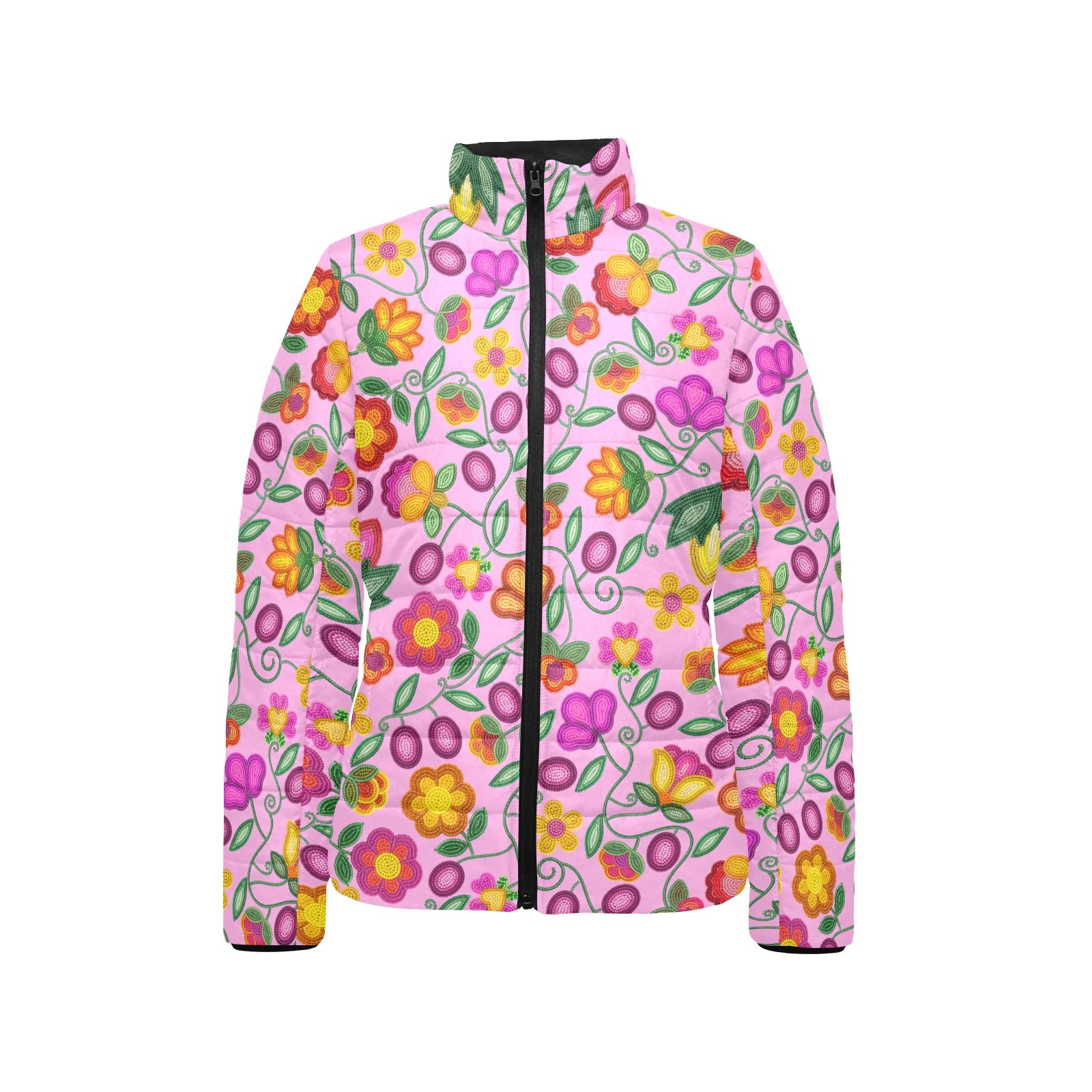Boreal Bounty Pink Women's Stand Collar Padded Jacket