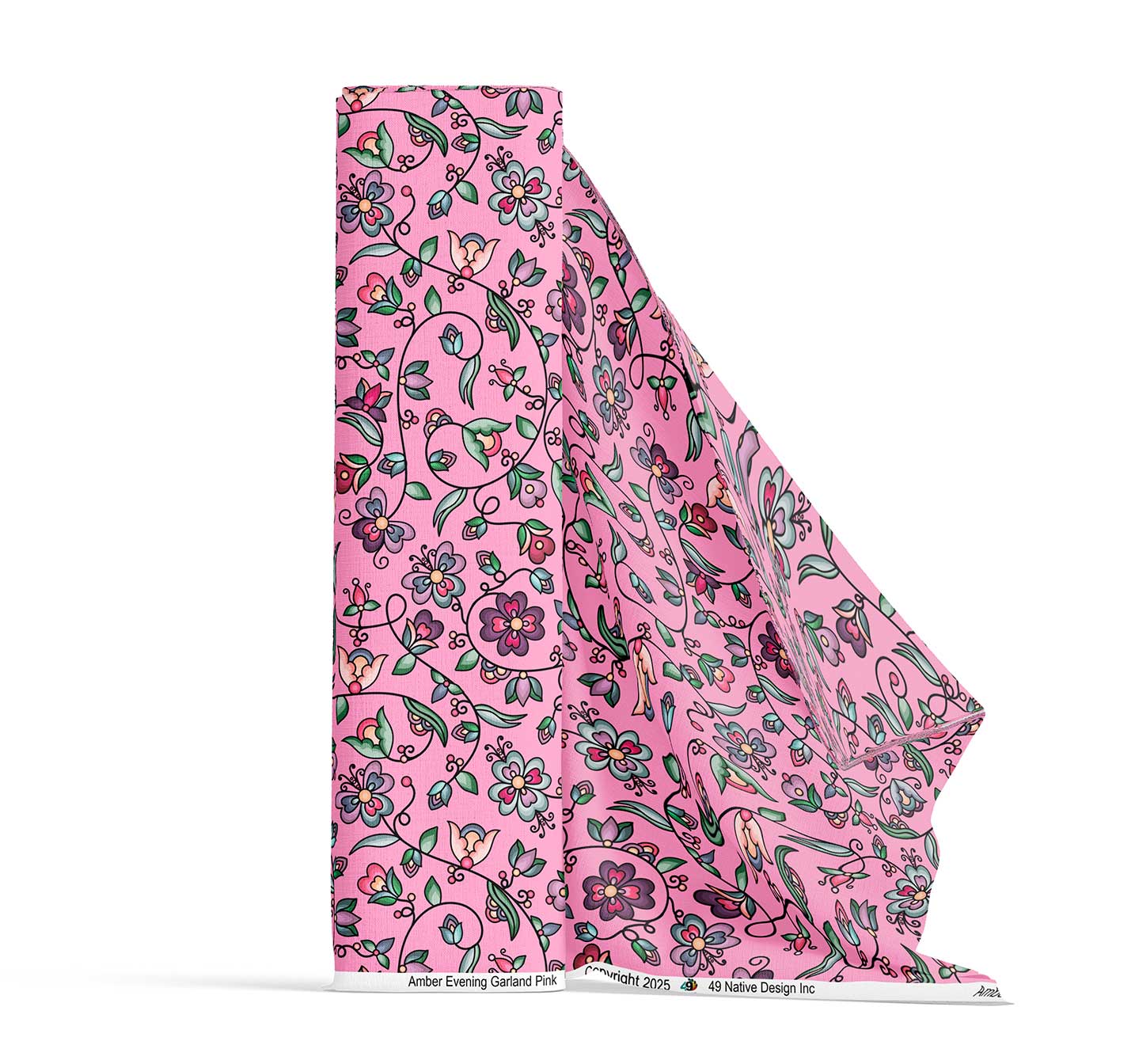 Amber Evening Garland Pink Satin Fabric By the Yard Pre Order